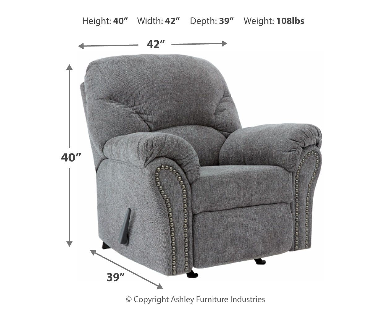 Ashley Furniture Allmaxx - Pewter - Rocker Recliner | Meri Furniture