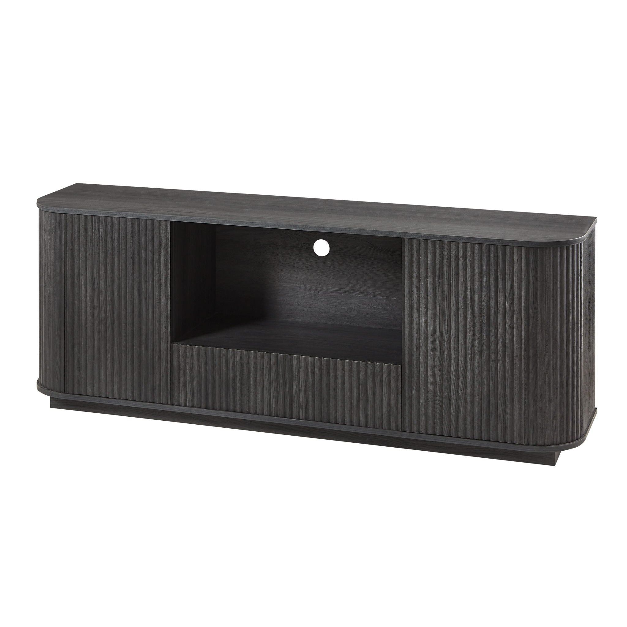 Modern Wavy TV Stand Rounded Sideboard With Storage Cabinet