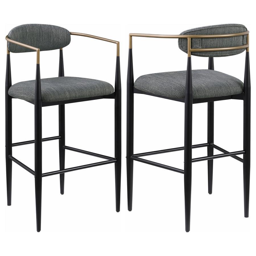 Coaster Fine Furniture Tina - Metal Pub Height Bar Stool With Upholstered Back And Seat (Set of 2) | Meri Furniture