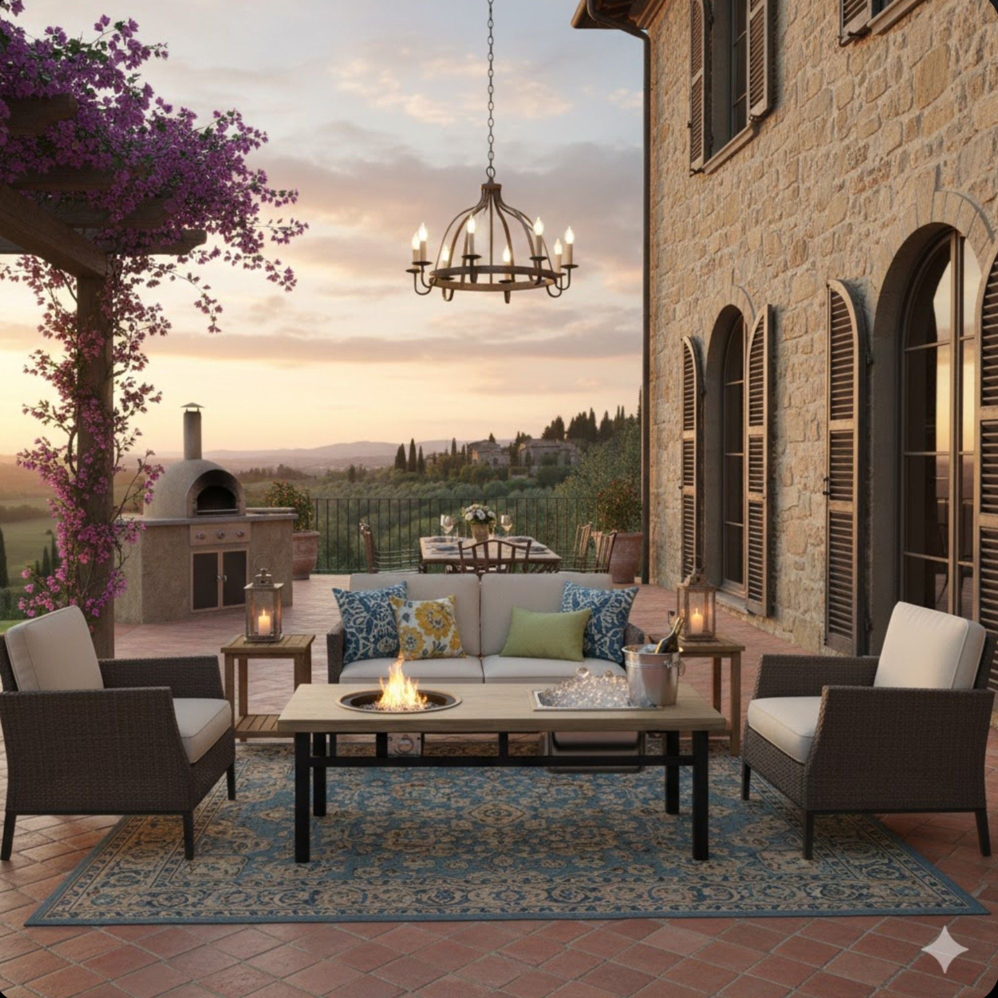 3 In 1 Outdoor Propane Fire Pit Table 50, 000 BTU With Ice Bucket - Beige