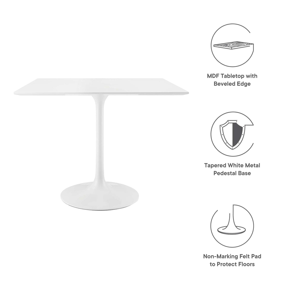 Lippa 36" Square Wood Dining Table by Modway