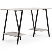 Signature Design by Ashley® Bayflynn - White / Black - Home Office Desk - 2 Fixed Shelves | Meri Furniture
