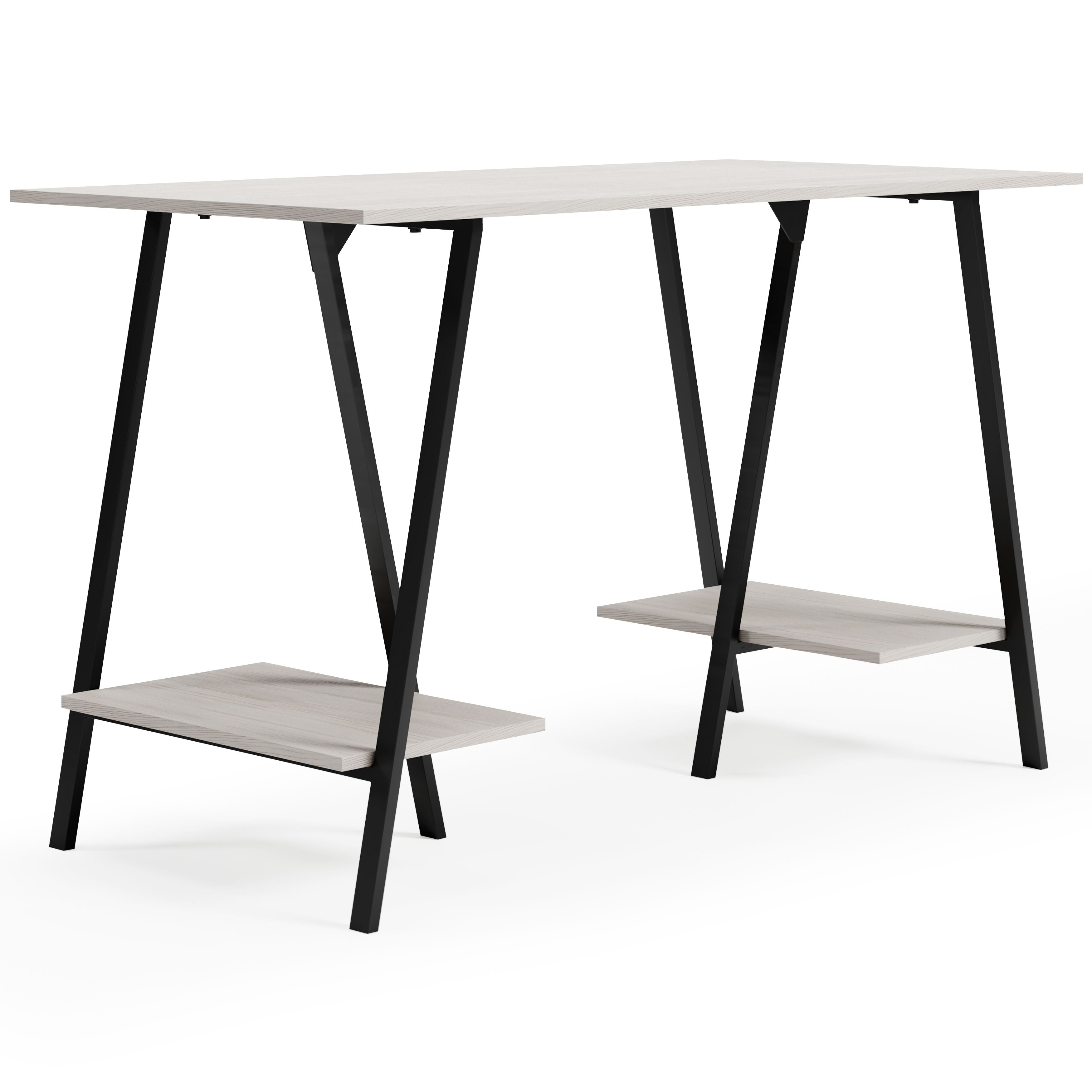 Signature Design by Ashley® Bayflynn - White / Black - Home Office Desk - 2 Fixed Shelves | Meri Furniture