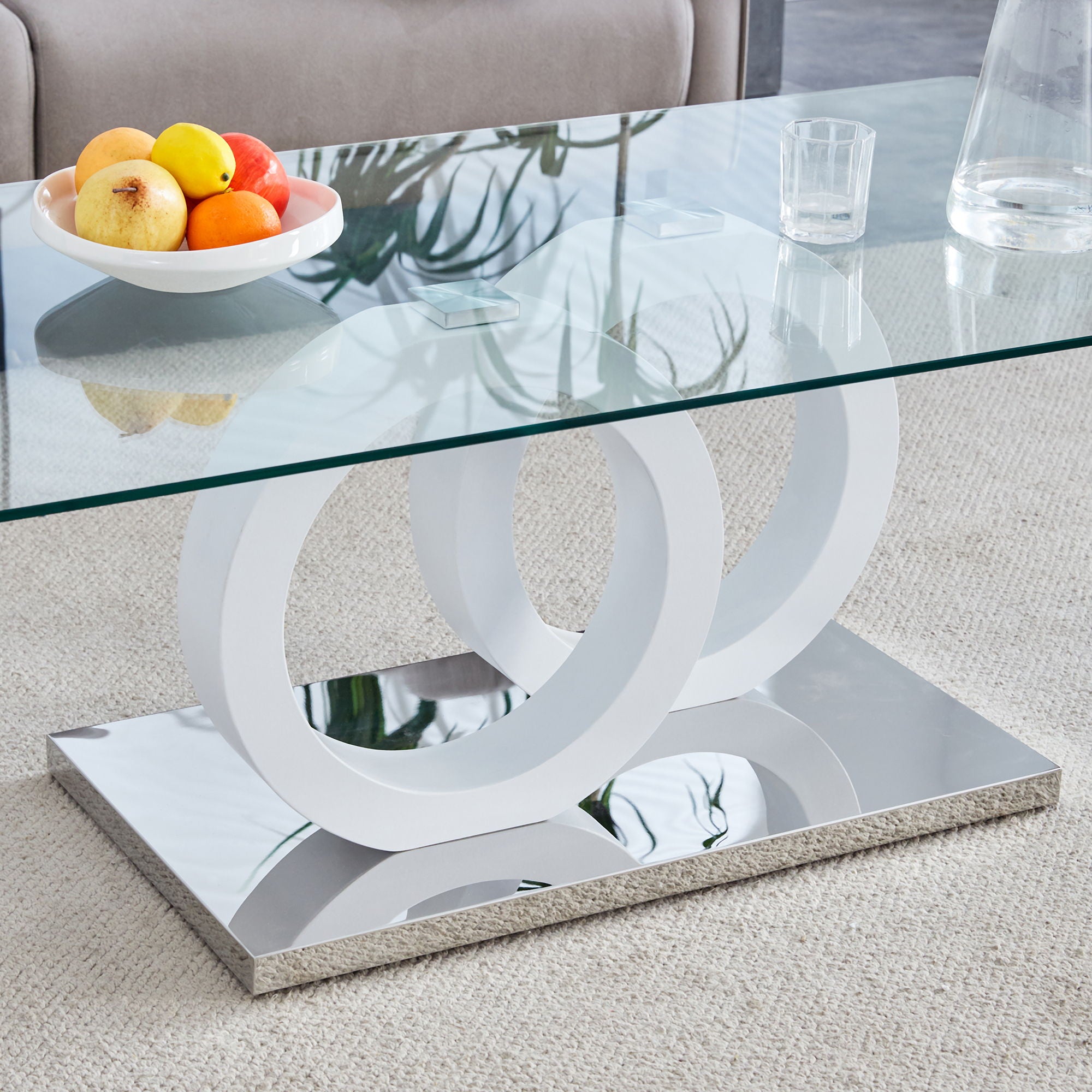 Contemporary Style Glass Top Coffee Table