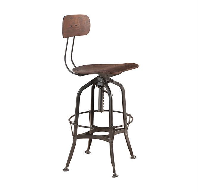 ACME Kaeso - Stool - Walnut & Gunmetal | Meri Furniture