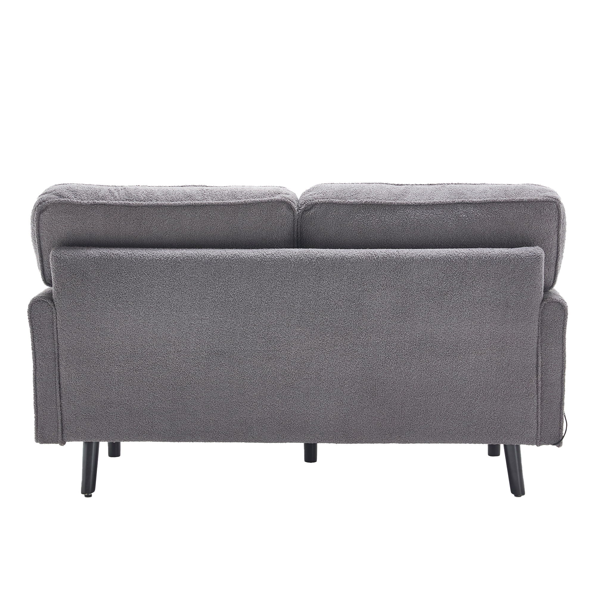 Mid Century Modern Loveseat Sofa With USB Ports, Removable Pillow Cover