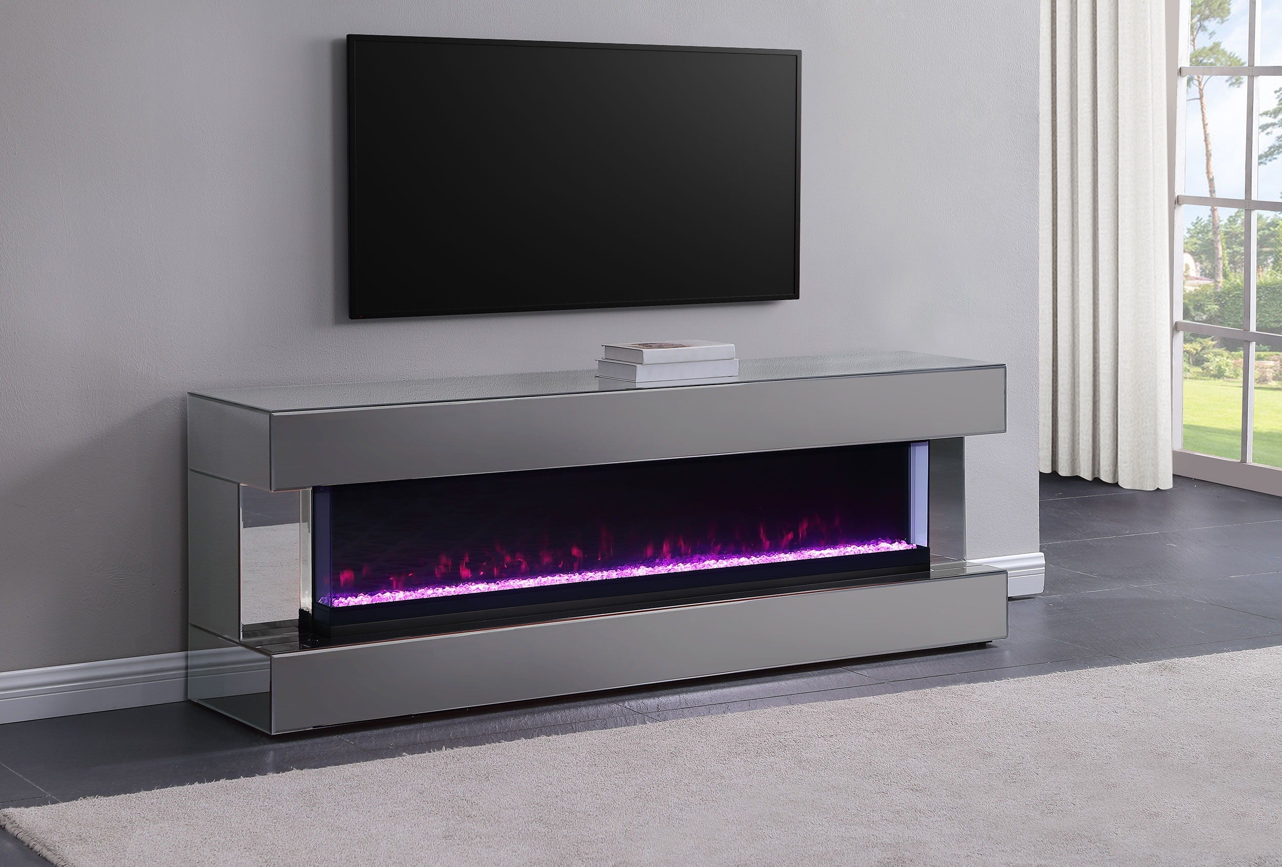 Coaster Fine Furniture Vallerie - TV Stand With Visual Flame Box | Meri Furniture
