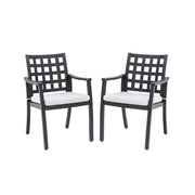 Modern Classic Cast Outdoor Patio Dining Chairs, Ergonomic Lattice Backrest Design, Sunbrella Cushion, Weather Resistant And Durable (Set of 2) - Ember Black