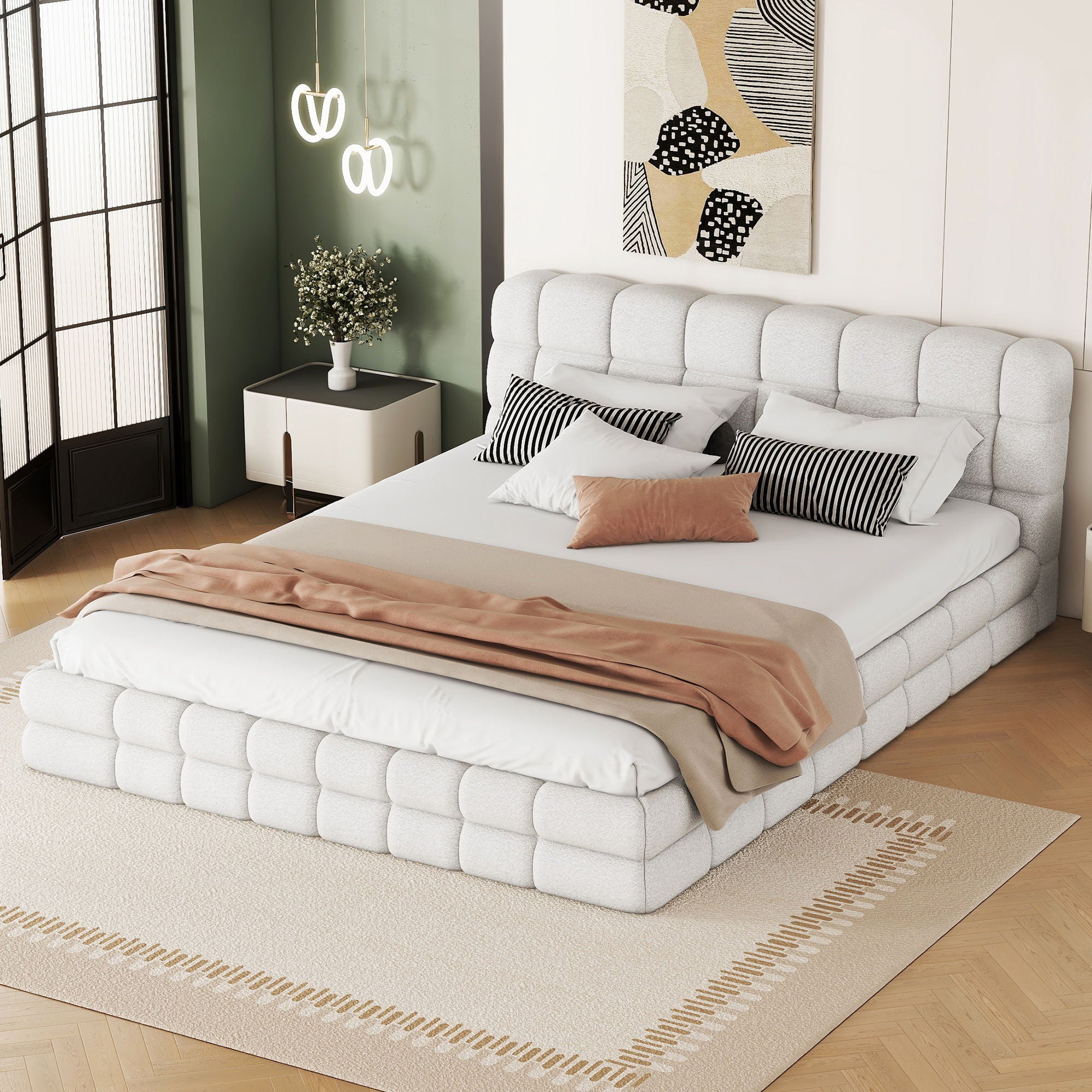 Upholstered Platform Bed With Headboard
