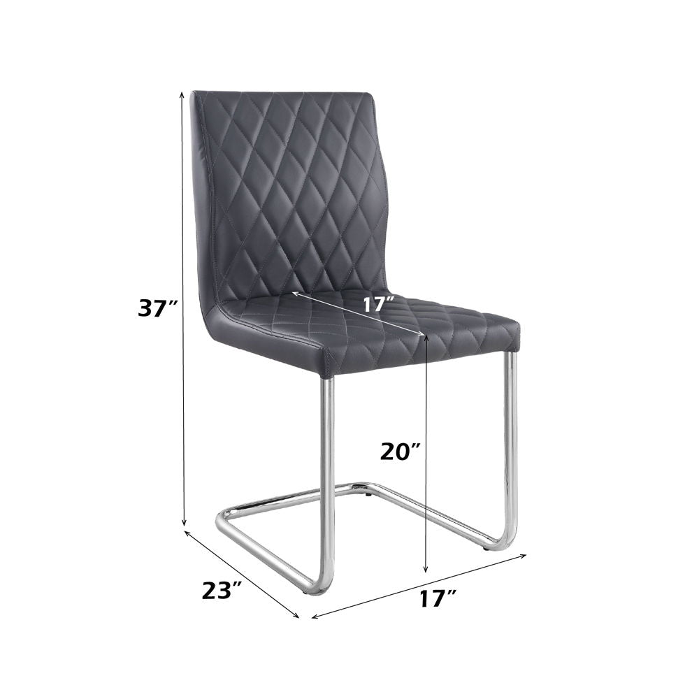 Ansonia - Side Chair Set of 2) - Gray Synthetic Leather & Chrome