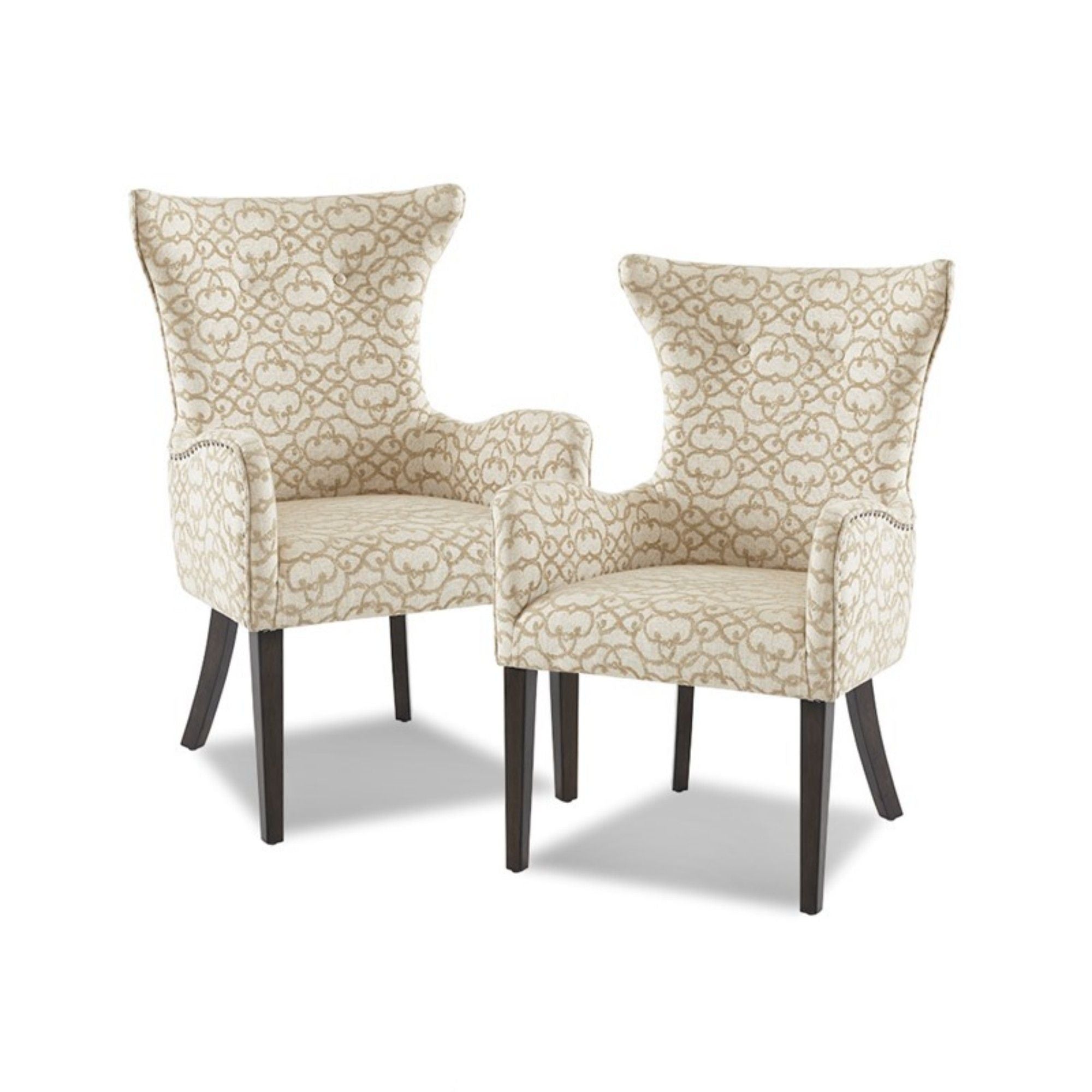 Angelica - Dining Arm Chair With Bronze Nailhead Trim (Set of 2) - Tan
