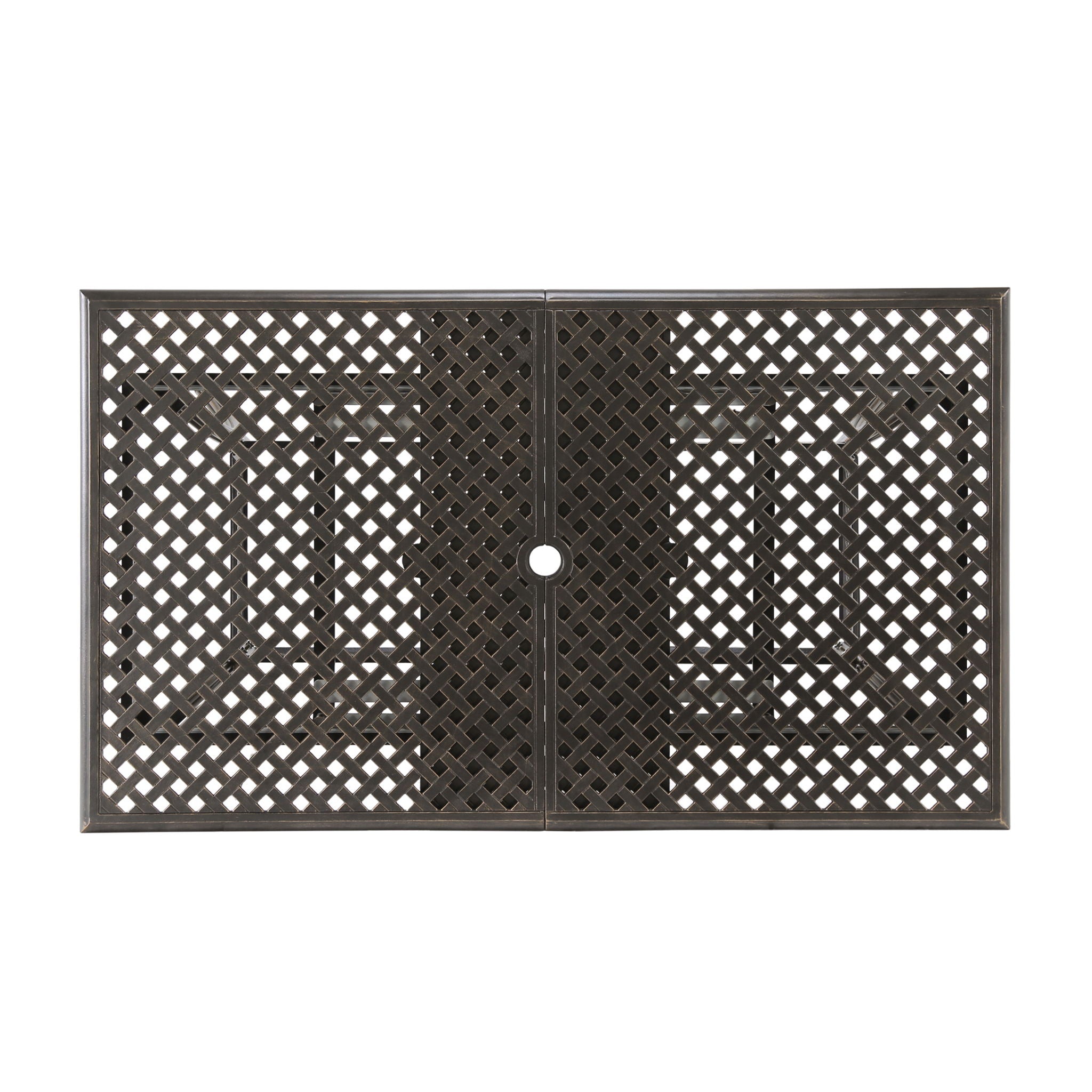 Outdoor Expandable Dining Table With Umbrella Holder, Lattice Pattern And Curved Legs - Black