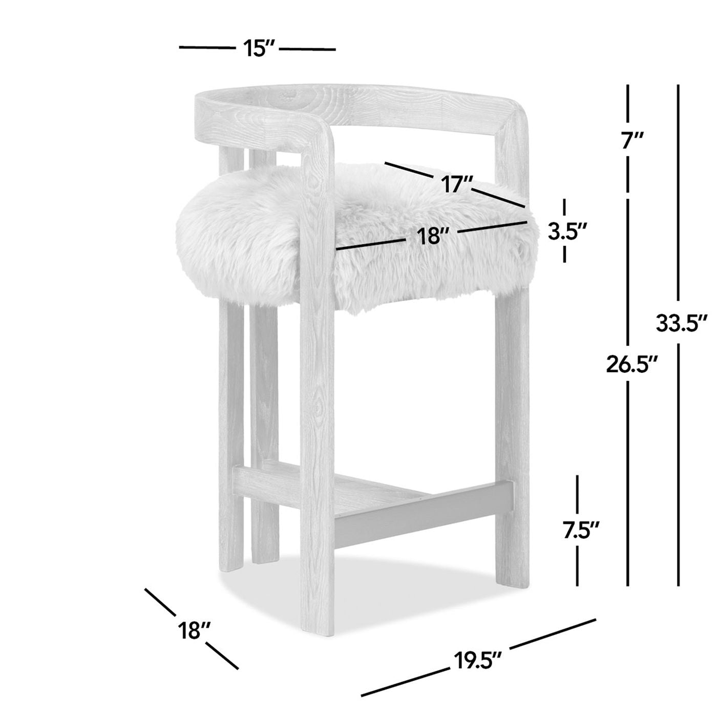 Millwick - Low Back Genuine Fur Counter Stool - Natural Blonde