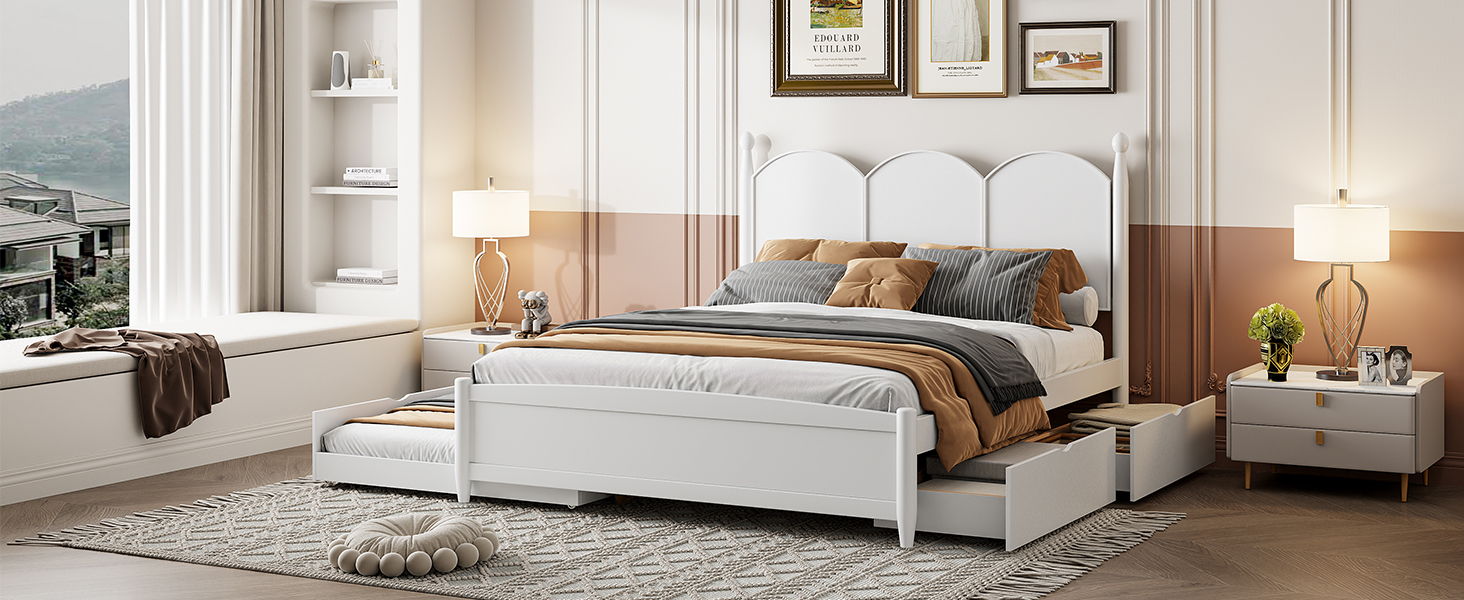 Platform Bed With With 2 Big Drawers And Trundle