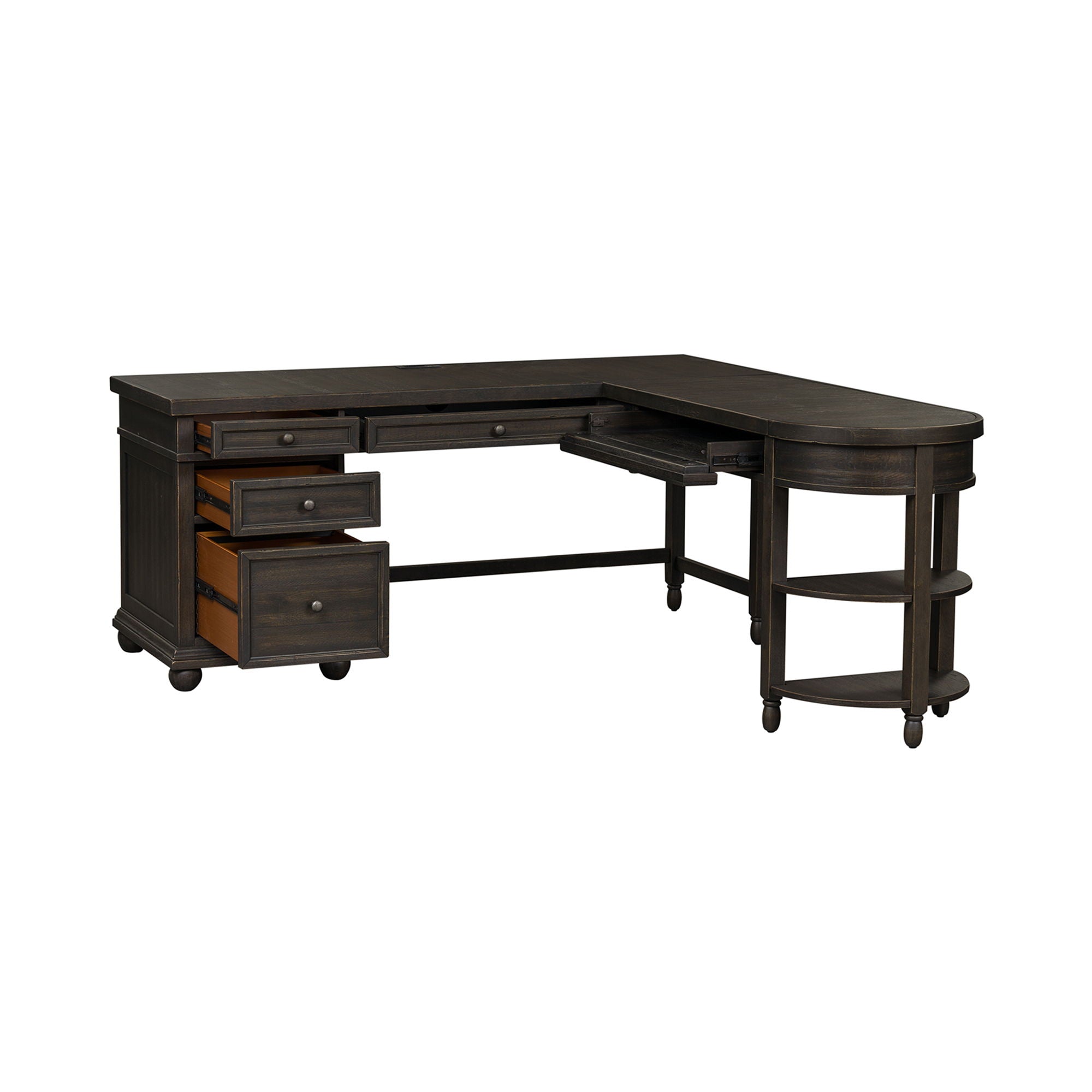 Liberty Furniture Harvest Home - L Shaped Desk Set With Hutch - Black | Meri Furniture