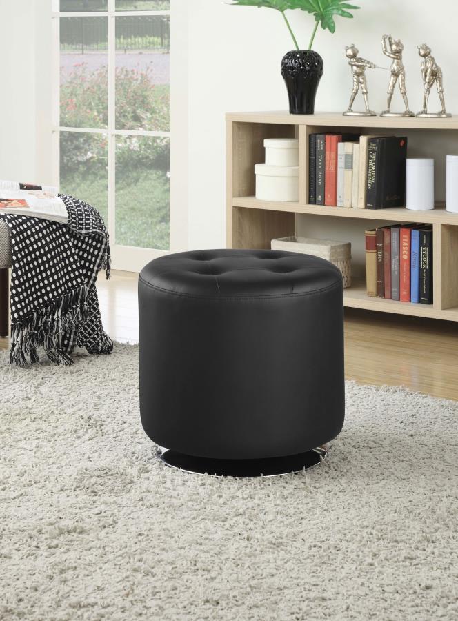 Coaster Fine Furniture Bowman - Round Upholstered Tufted Swivel Ottoman | Meri Furniture