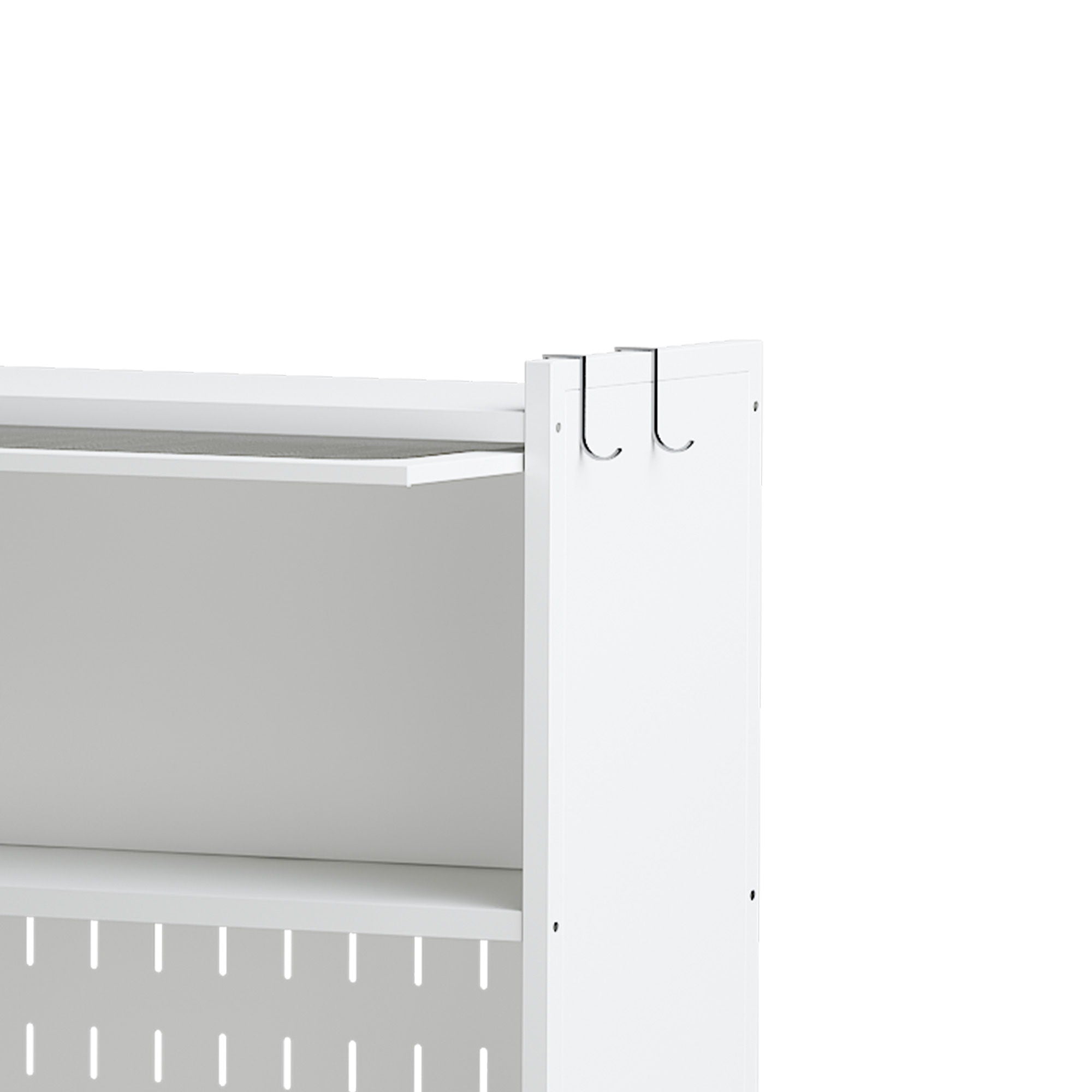 Contemporary Kitchen Pantry Cabinet With Glass Doors, Adjustable Shelves, Steel - Brushed Nickel