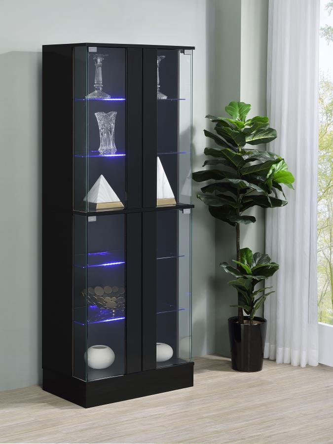 Coaster Fine Furniture Cabra - 4-door LED Curio Display Cabinet | Meri Furniture