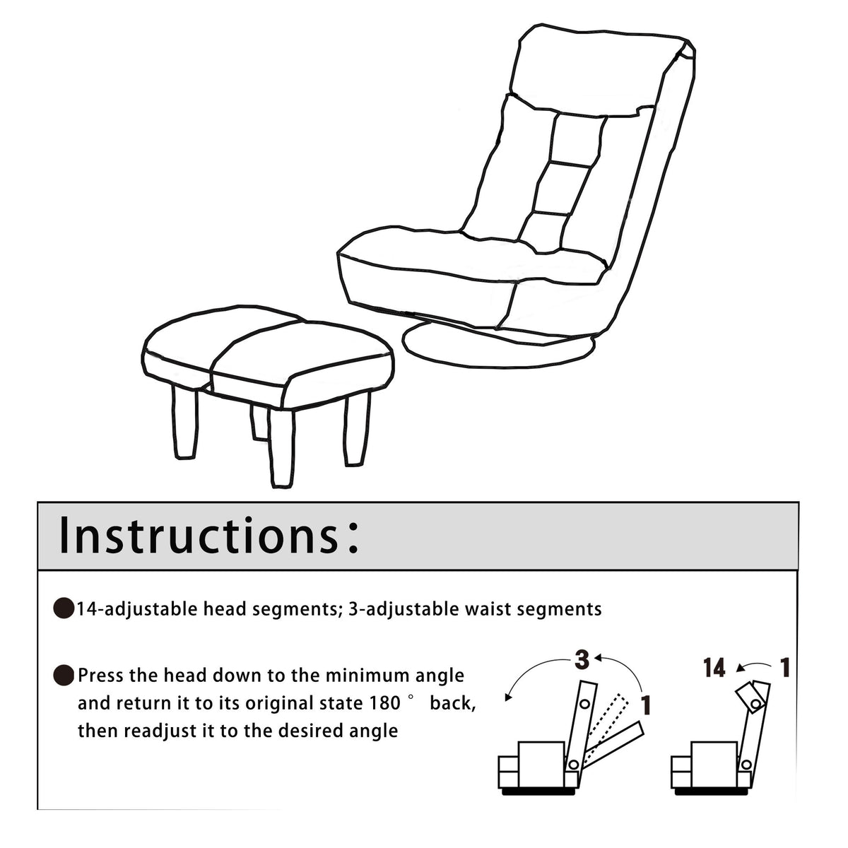 Adjustable Japanese Reclining Floor Chair Sofa With Metal Frame For Living Room
