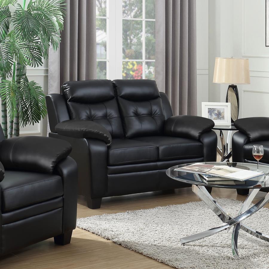 Coaster Fine Furniture Finley - Upholstered Padded Arm Tufted Loveseat - Black | Meri Furniture