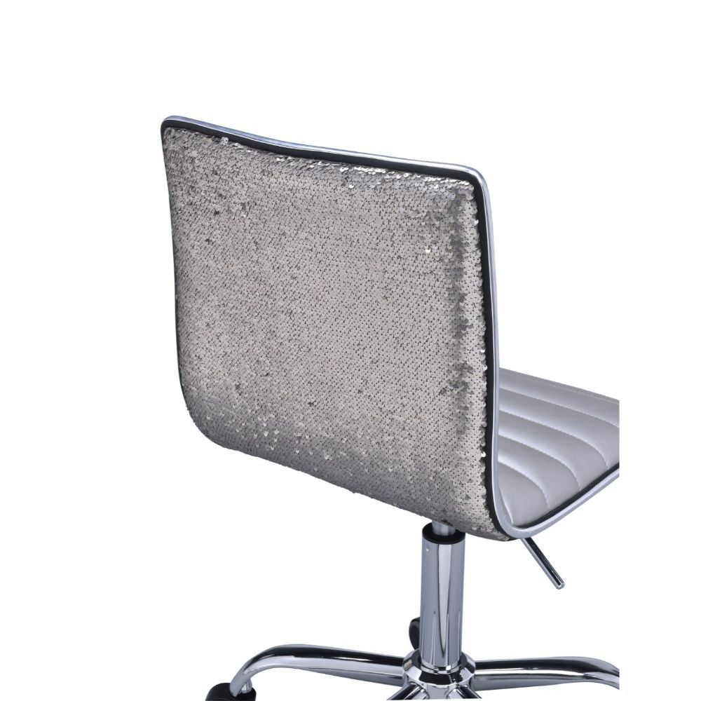 ACME Alessio - Office Chair - Silver PU & Chrome | Meri Furniture