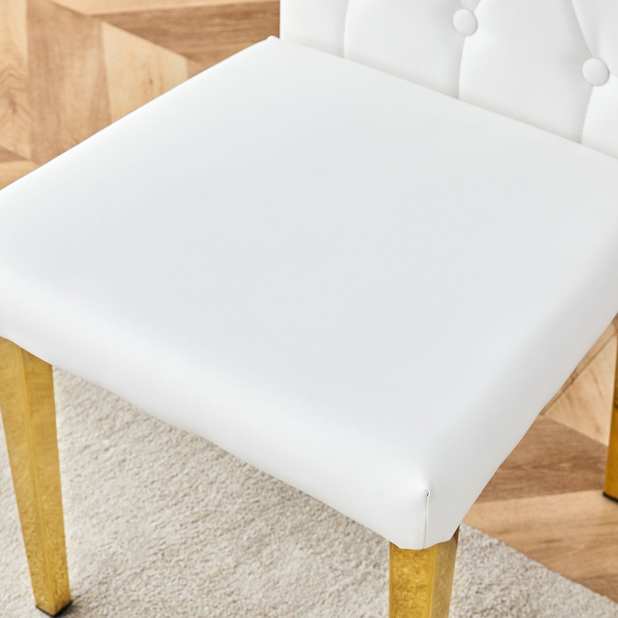 Vintage Style Armless Dining Chairs Set With Grid And Buckle Design