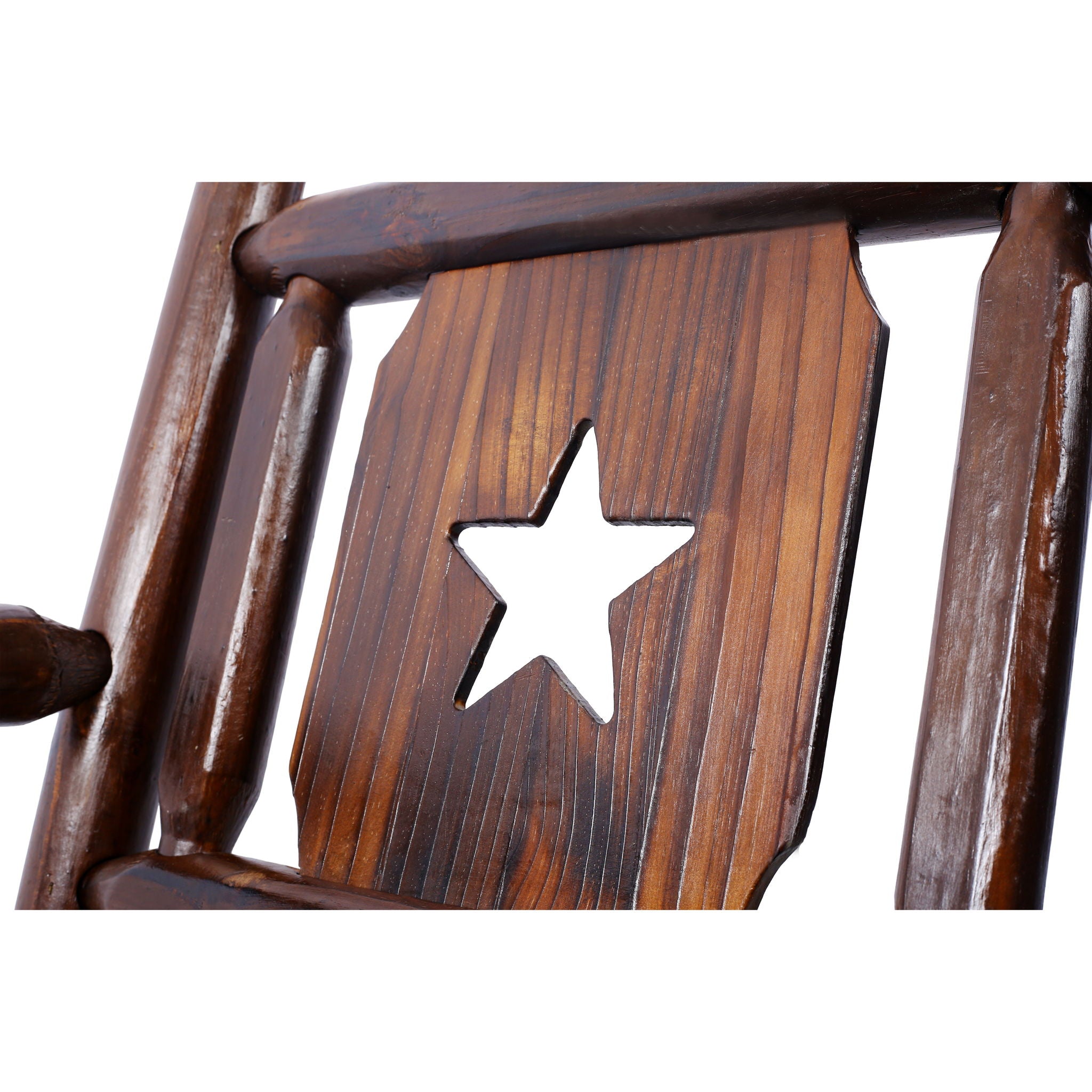 Rustic Outdoor Wood Rocking Bench Double Rocking Chair For 2 Persons With Curved Seat, Porch Rocker - Brown