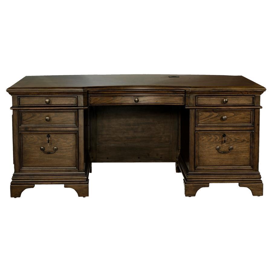 Coaster Fine Furniture Hartshill - 7-Drawer Executive Desk - Burnished Oak | Meri Furniture