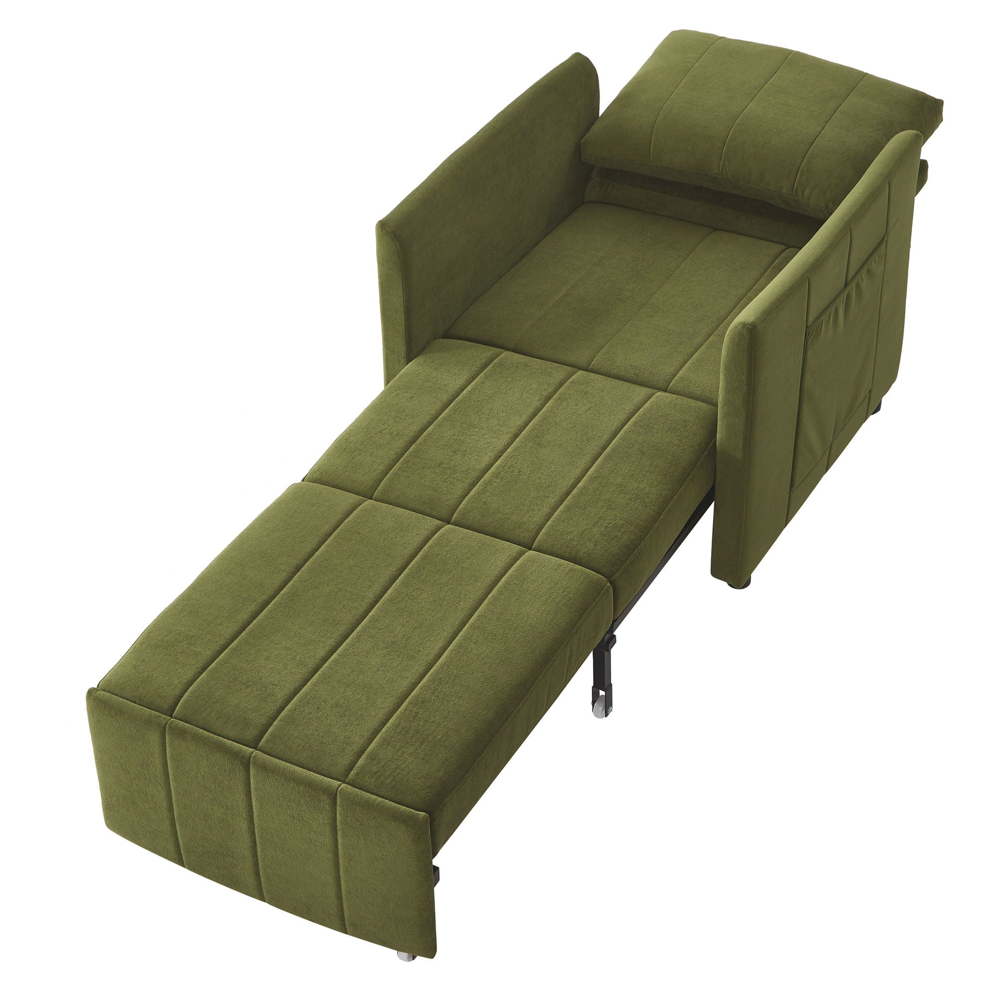 Upholstered Convertible Sleeper Sofa With 5 Position Backrest, Side Pockets, Storage