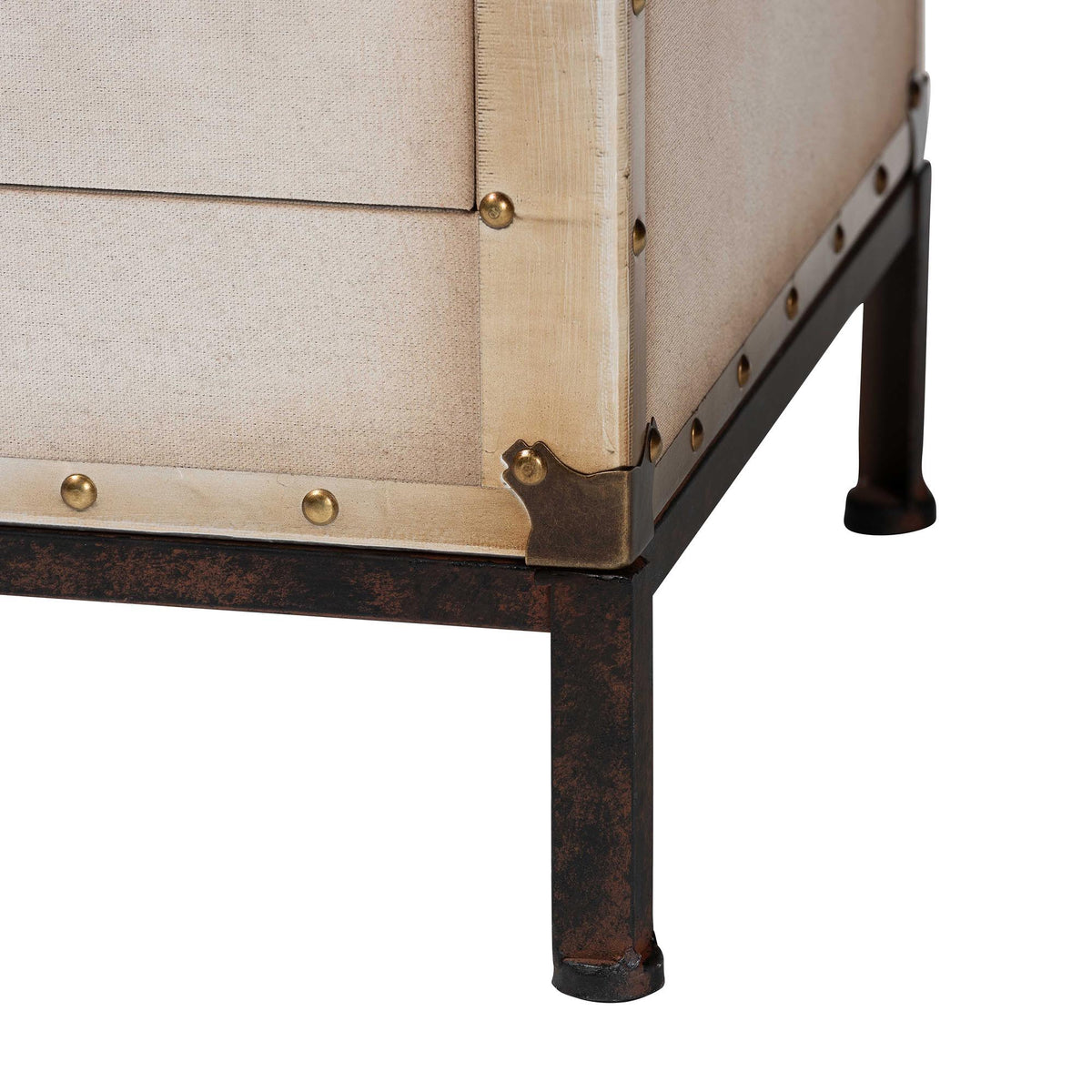 Laura Vintage White Canvas 2-Drawer End Table Trunk