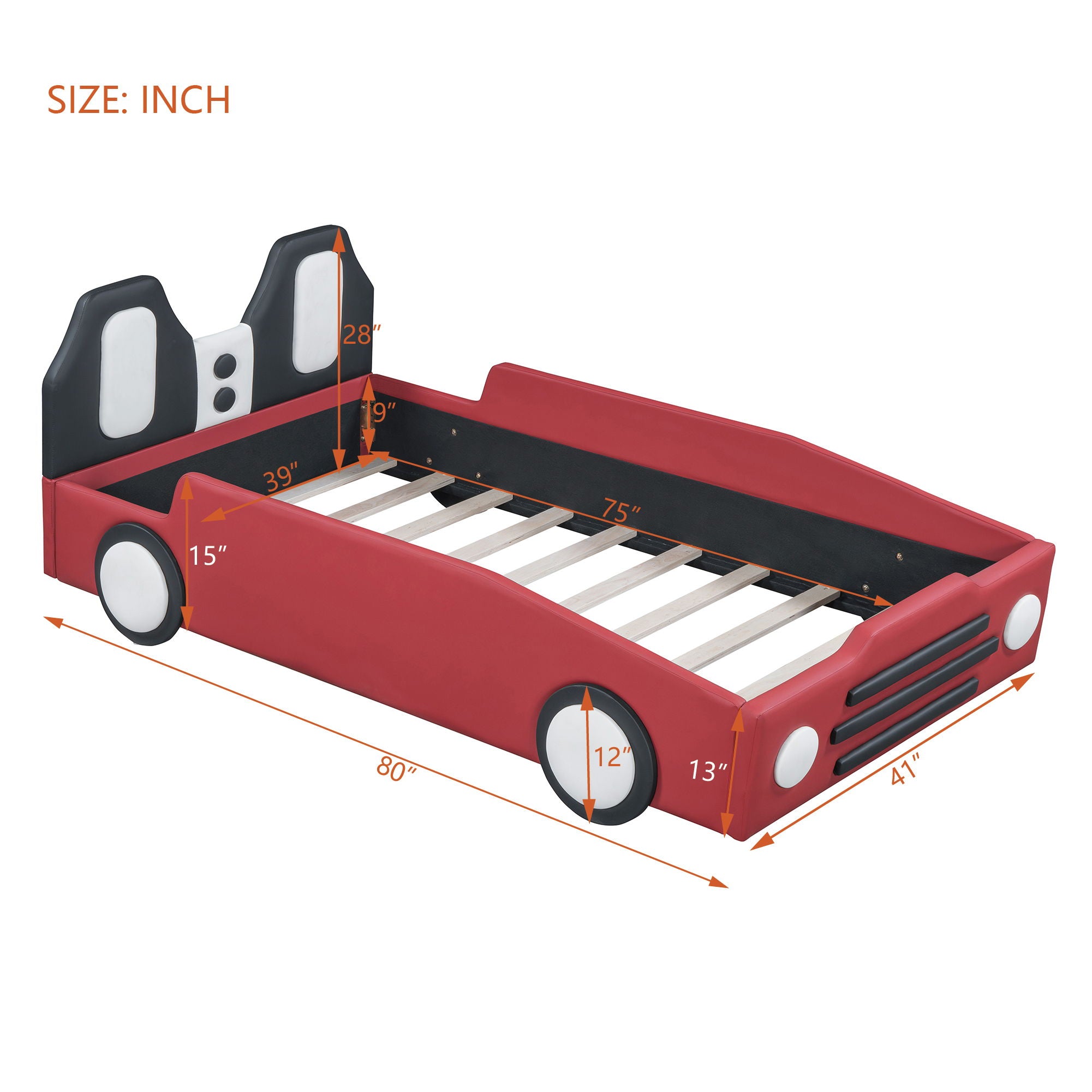 High Quality Race Car Shaped Platform Bed & Wheels