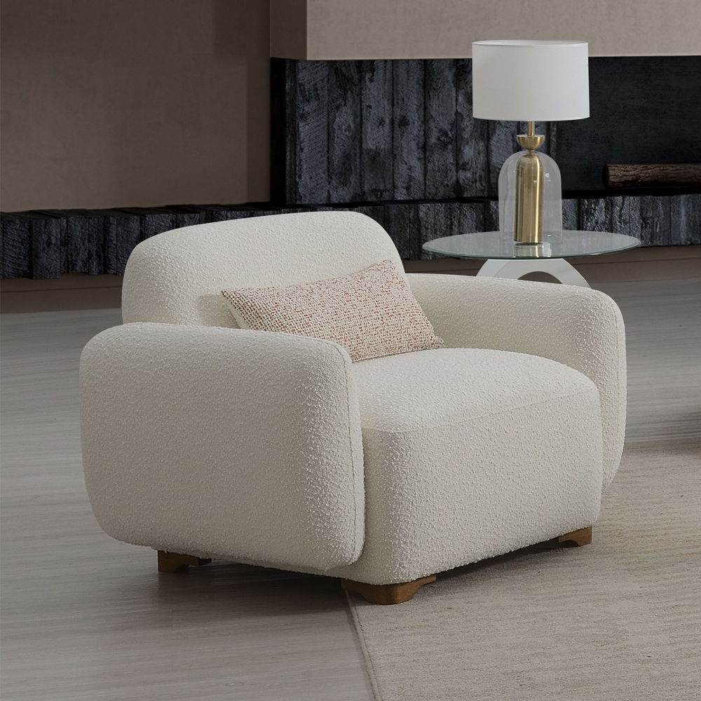 ACME Darius - Chair With Pillow - Beige Boucle | Meri Furniture