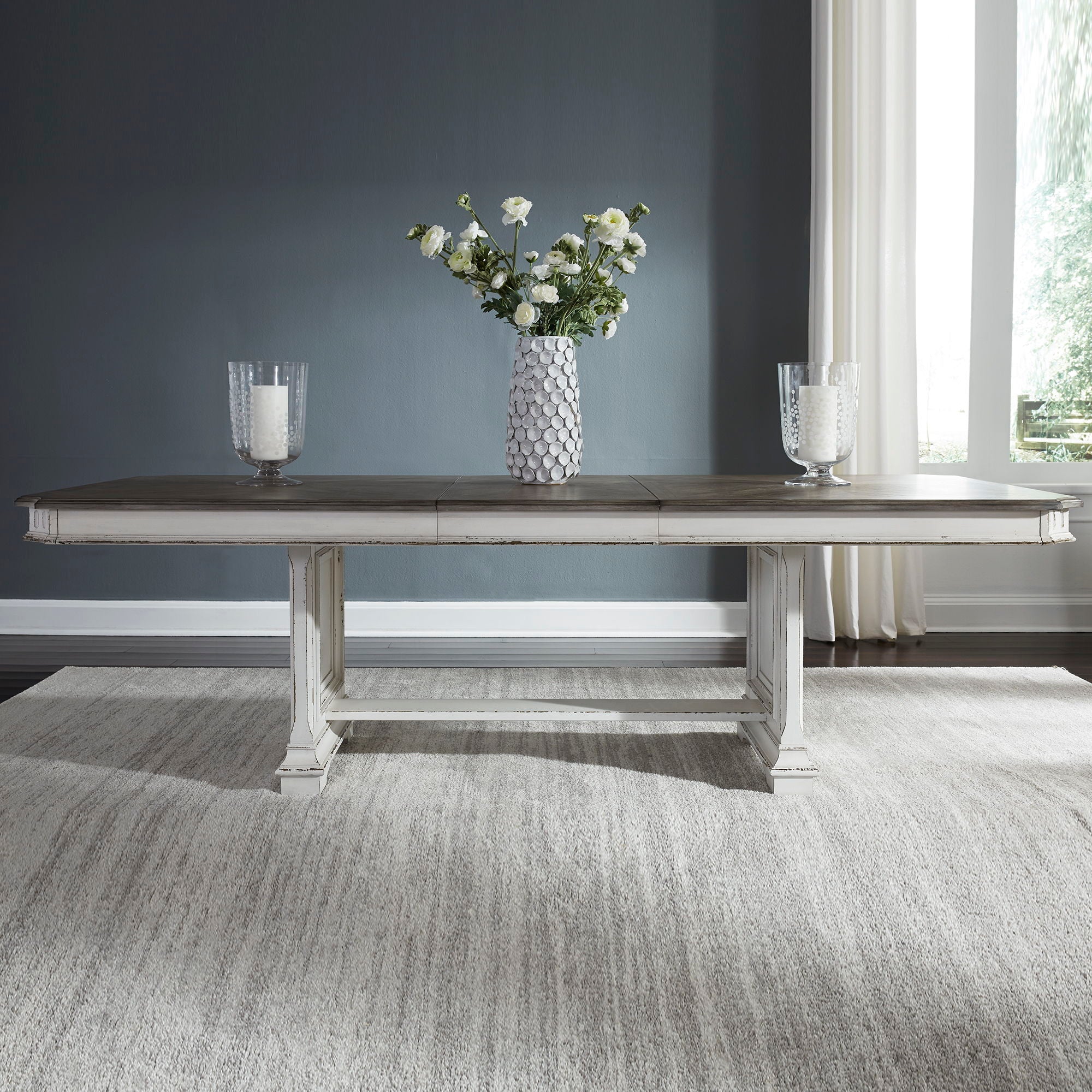 Liberty Furniture Abbey Park - Trestle Table - White | Meri Furniture