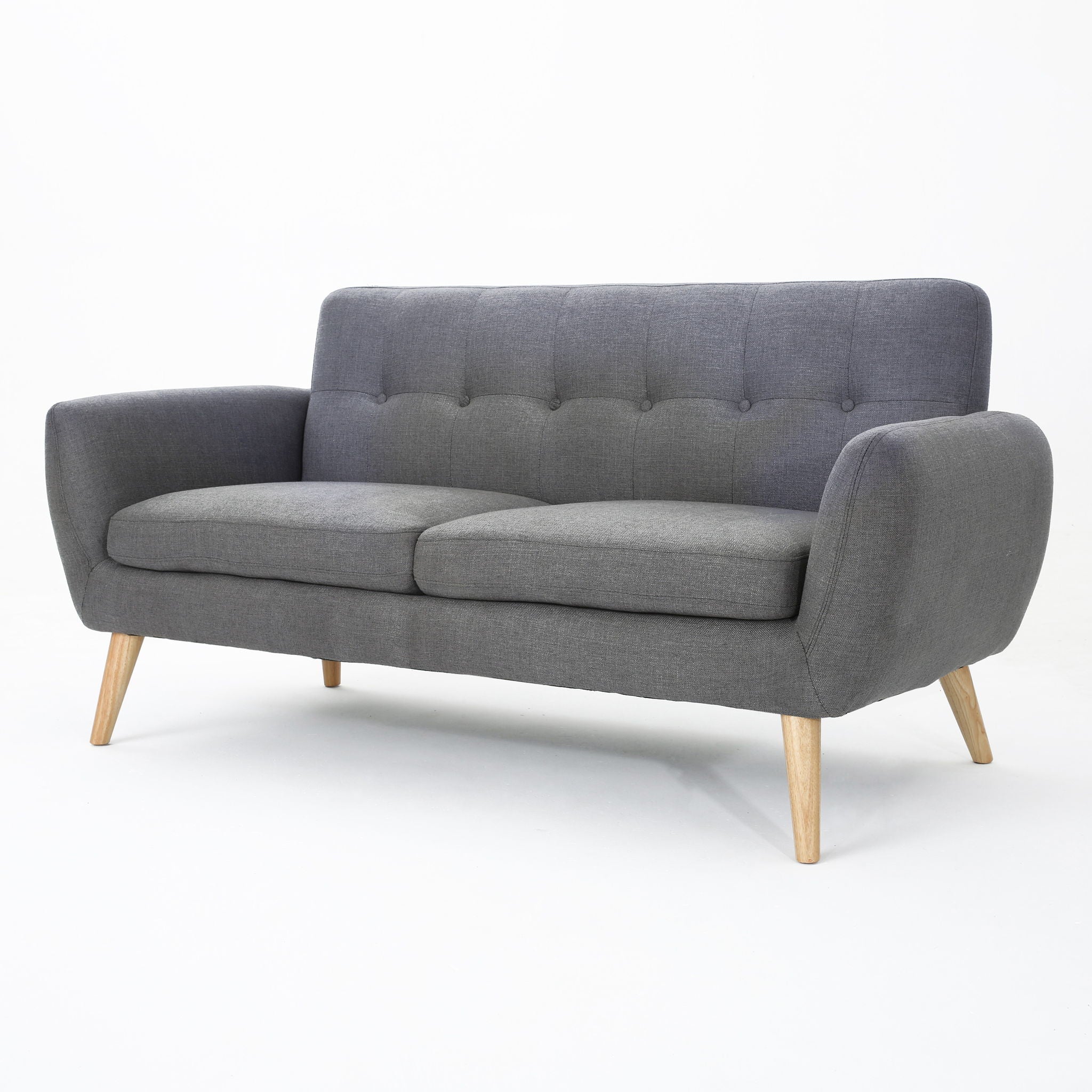 Modern Loveseat Sofa With Button Tufted Backrest