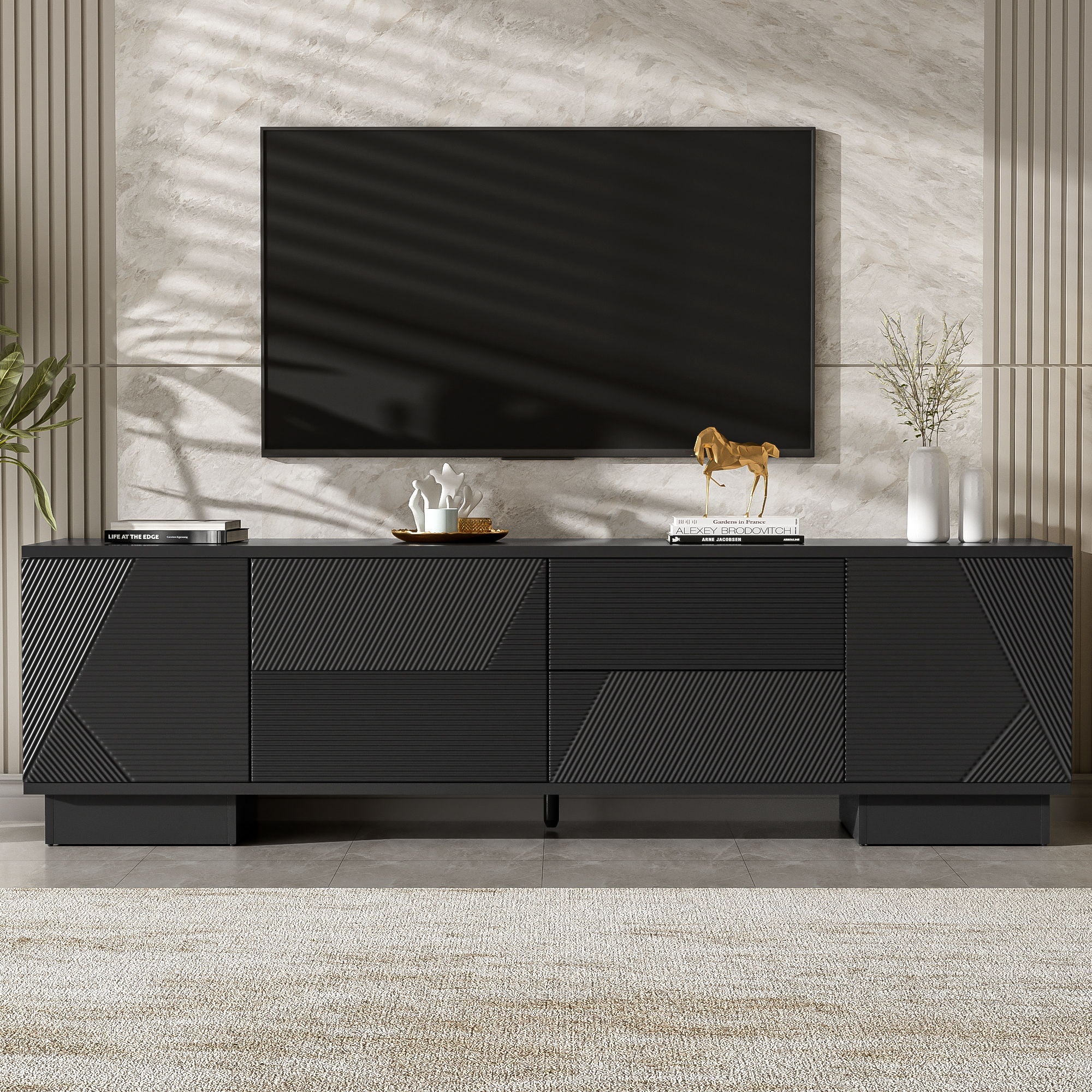 Modern TV Stand With Storage Cabinets, 4 Drawers
