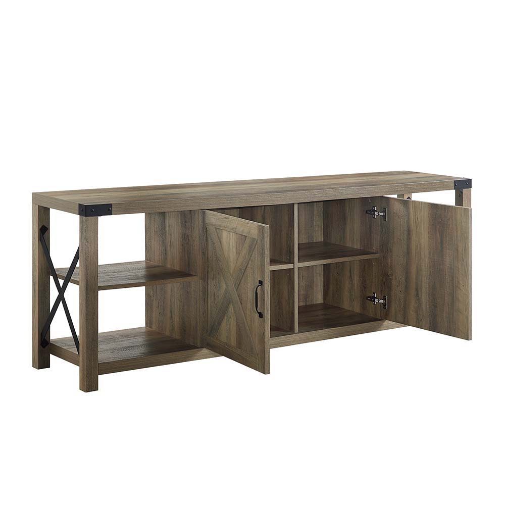 ACME Abiram - TV Stand - Rustic Oak Finish | Meri Furniture