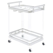 Coaster Fine Furniture Jefferson - 2-Tier Glass Shelf Acrylic Bar Cart - Chrome | Meri Furniture