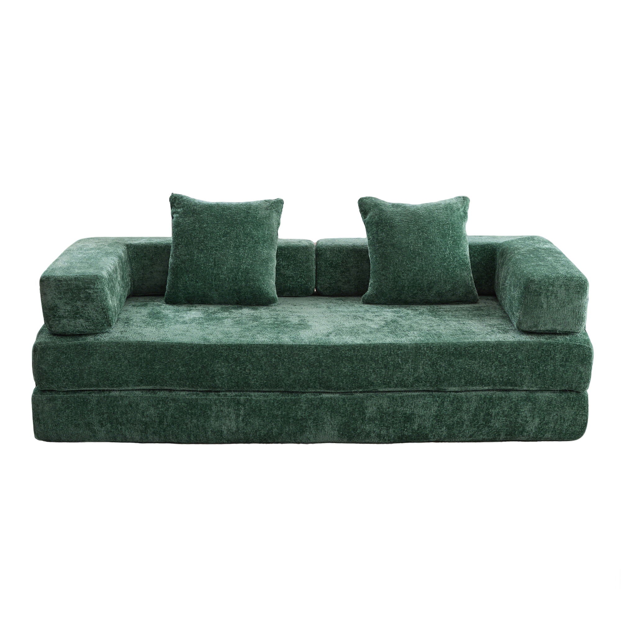 Convertible Floor Sofa Bed With Pillow Back Support Armrest