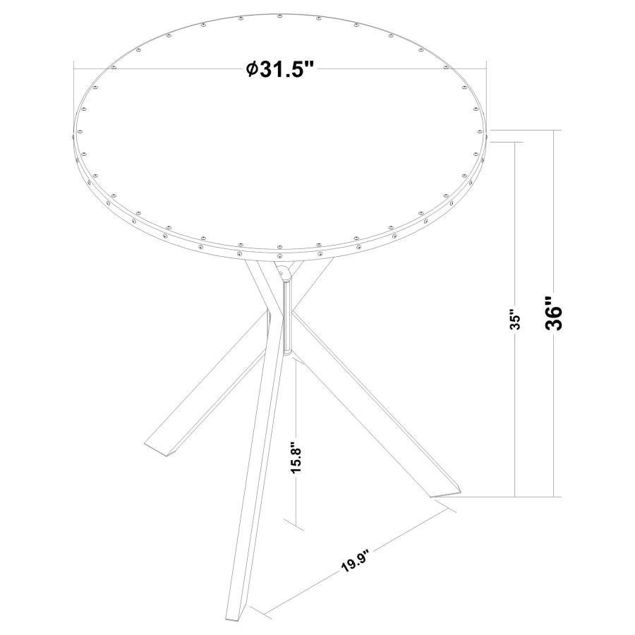 Coaster Fine Furniture Kenzo - Round Galvanized Steel Bistro Bar Table - Silver | Meri Furniture