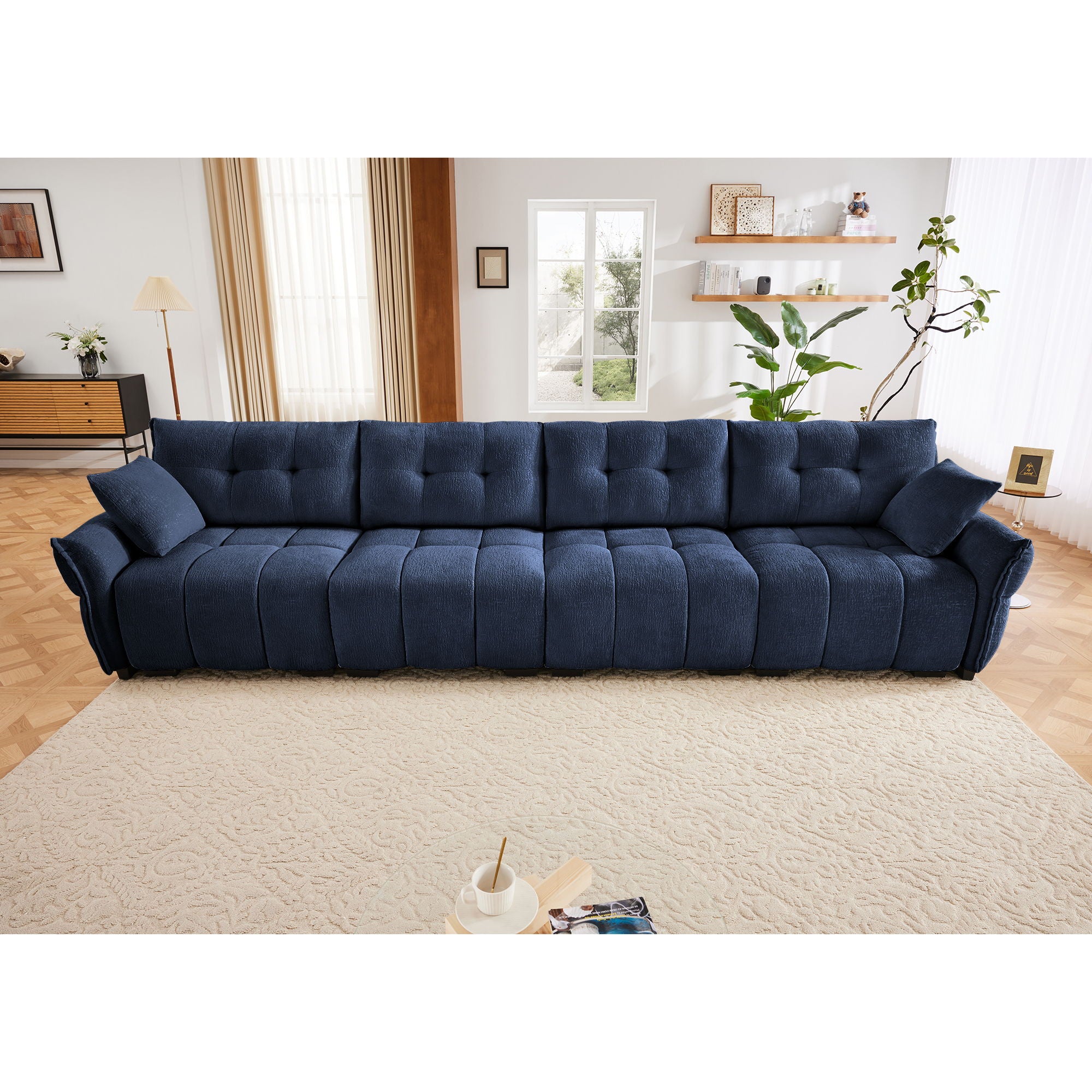 Modern Sofa & Pillows, Textured Cover, High Rebound Cushions
