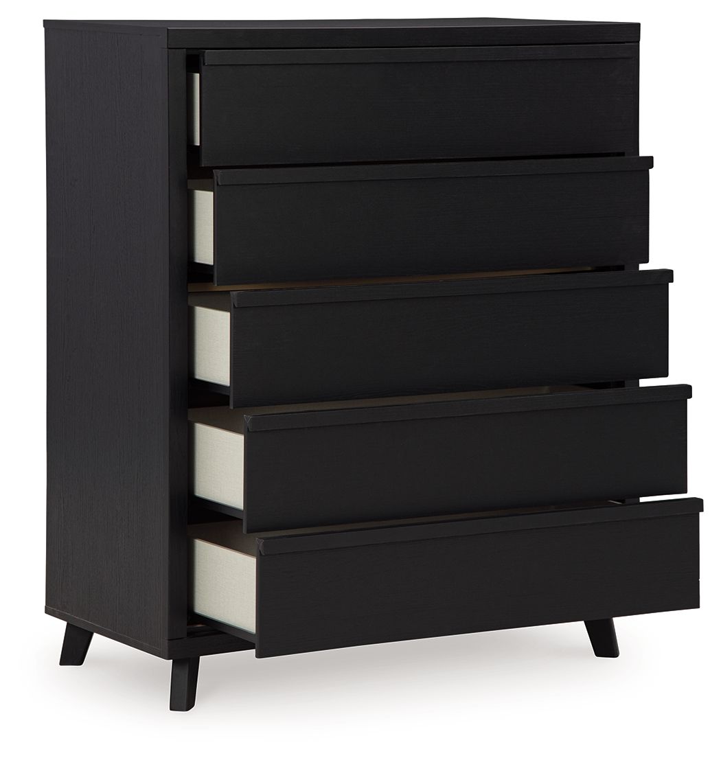Signature Design by Ashley® Danziar - Black - Five Drawer Wide Chest | Meri Furniture
