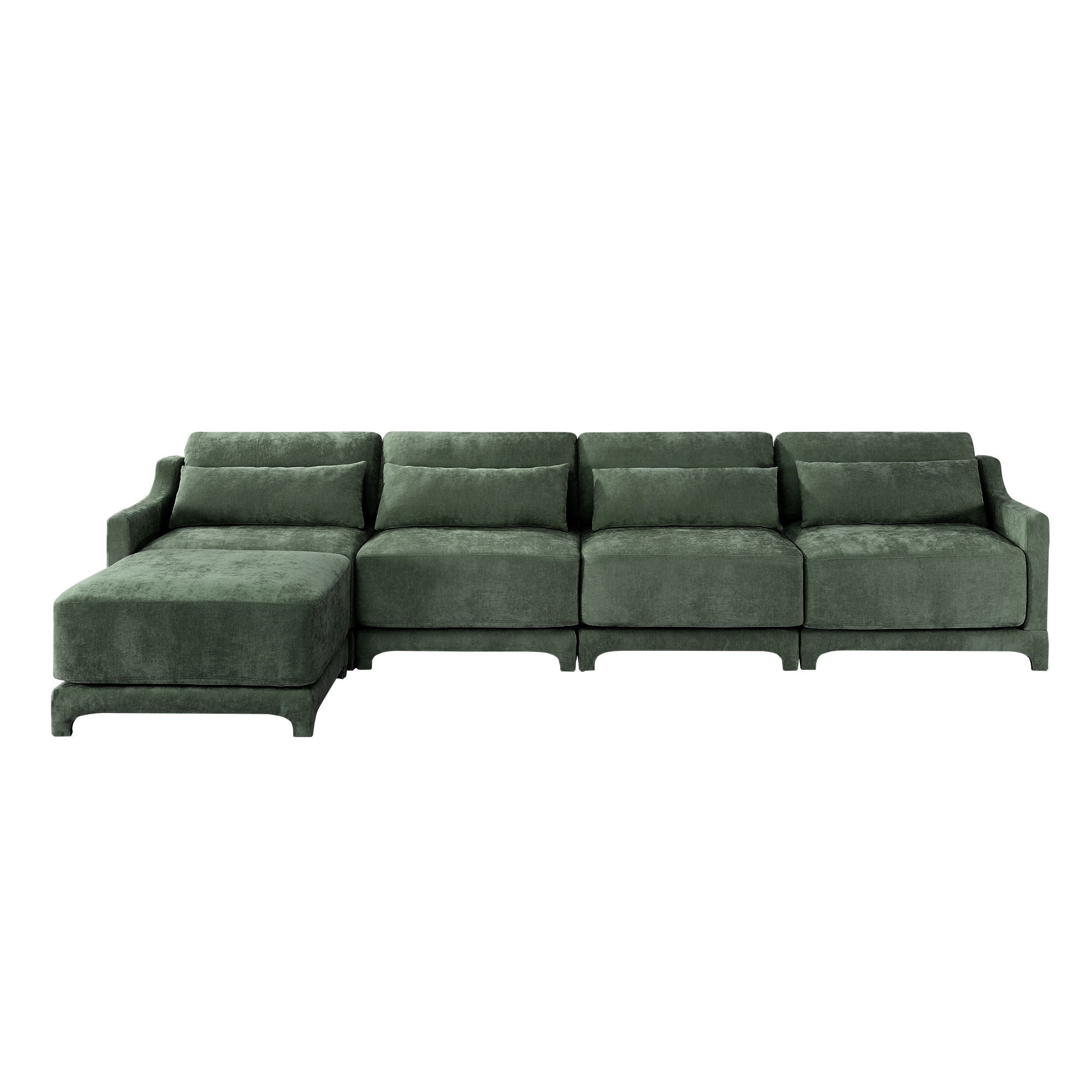 Stylish Sofa With Ottoman And Lumbar Pillows, Ergonomic Design