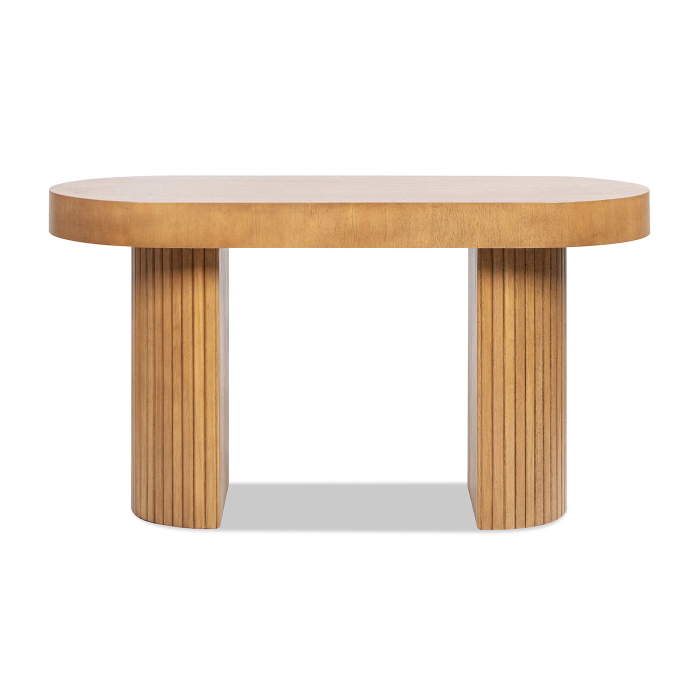 Jesse - Single Drawer Fluted Oval Console Desk - Honey Brown
