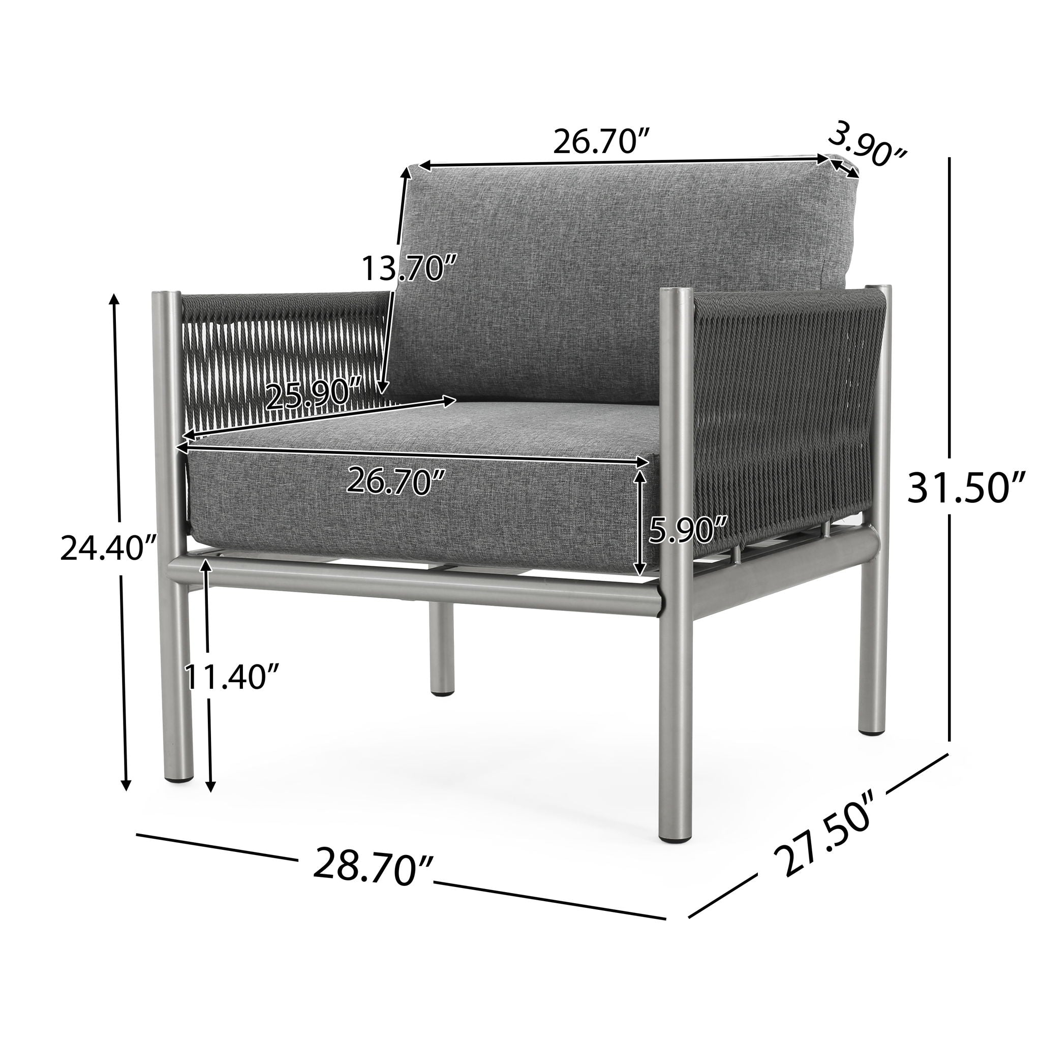 Hargrove - Club Chair - Silver / Gray