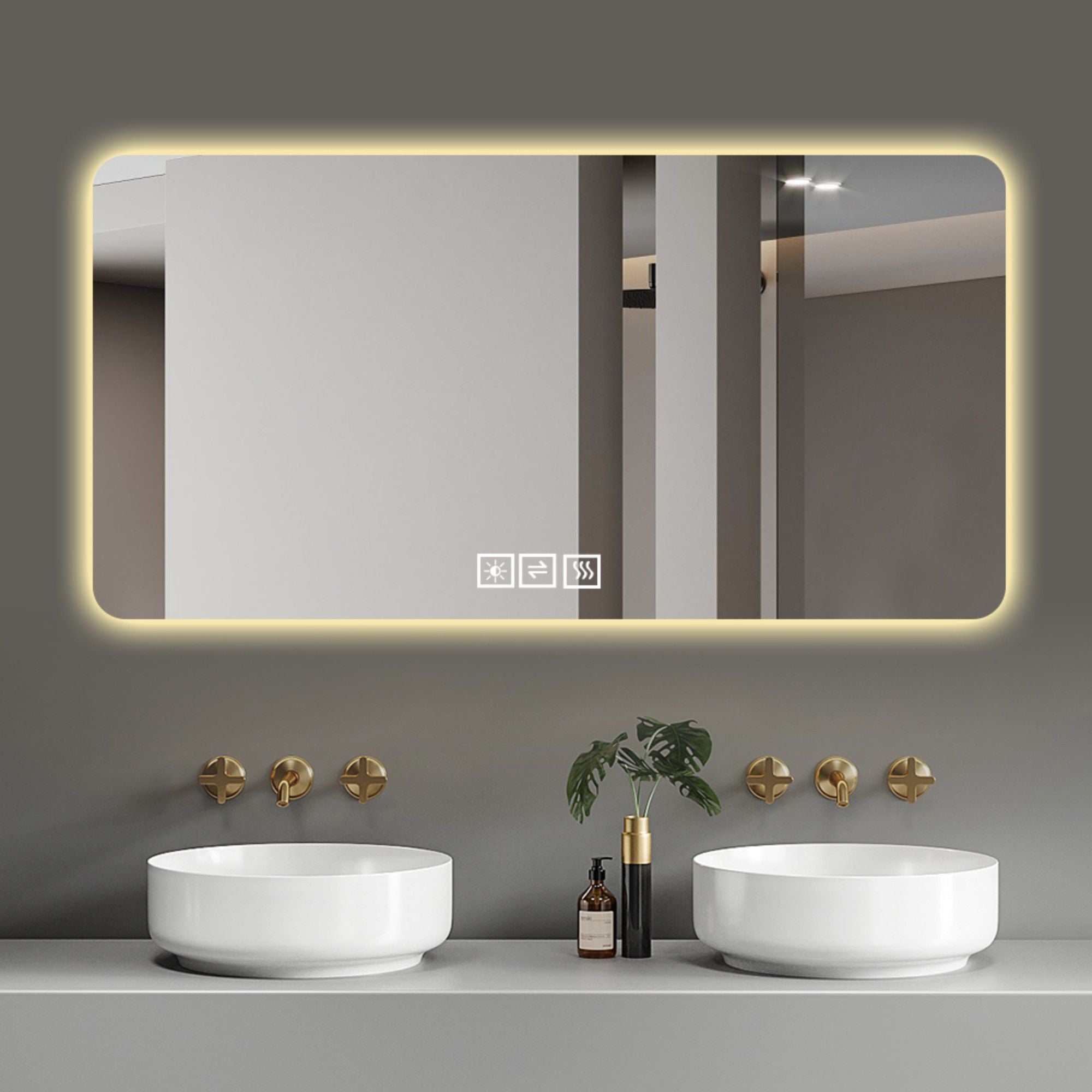 LED Bathroom Mirror With 3 Color Dimmable Backlight