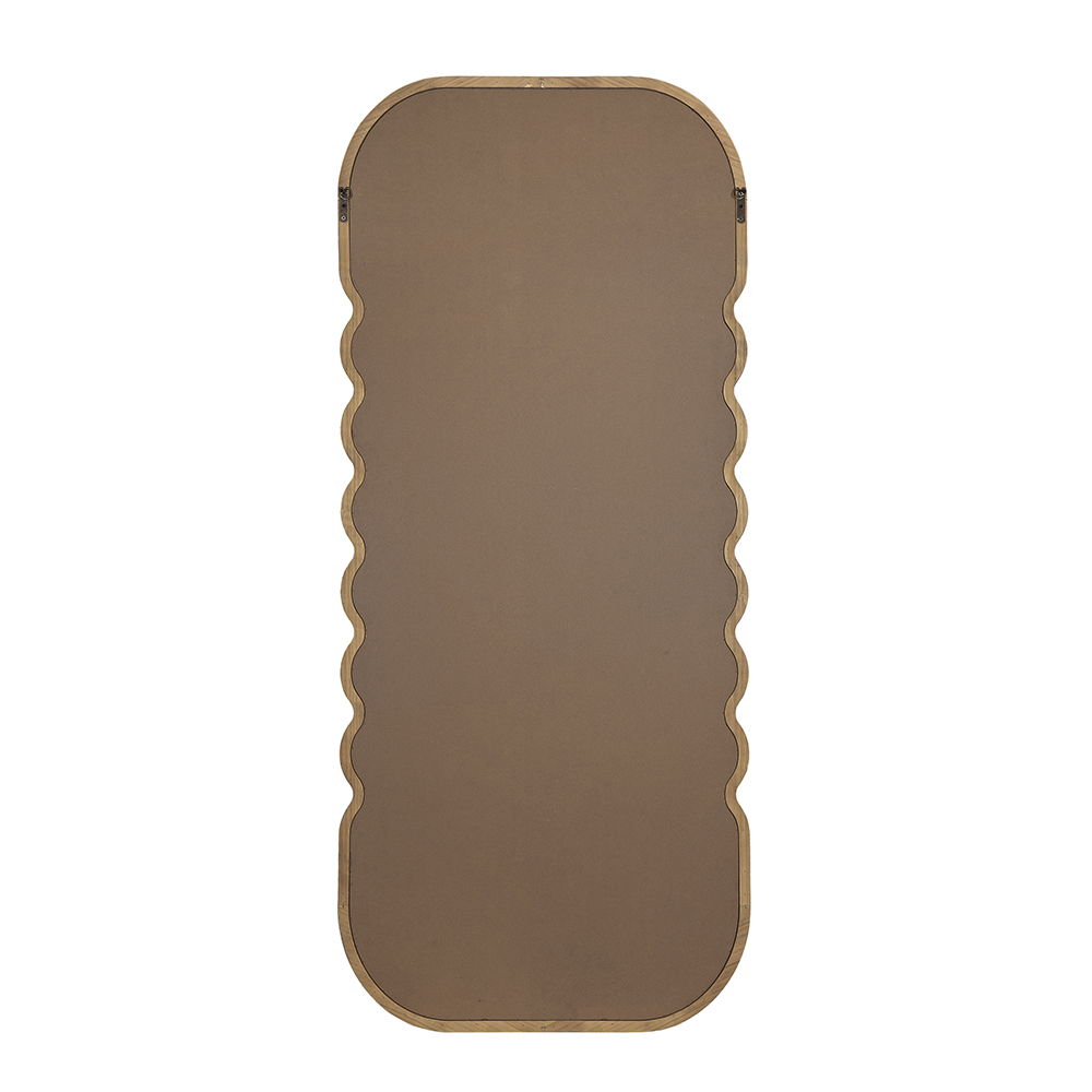 Oversized Wooden Floor Mirror With Unique Frame - Brown