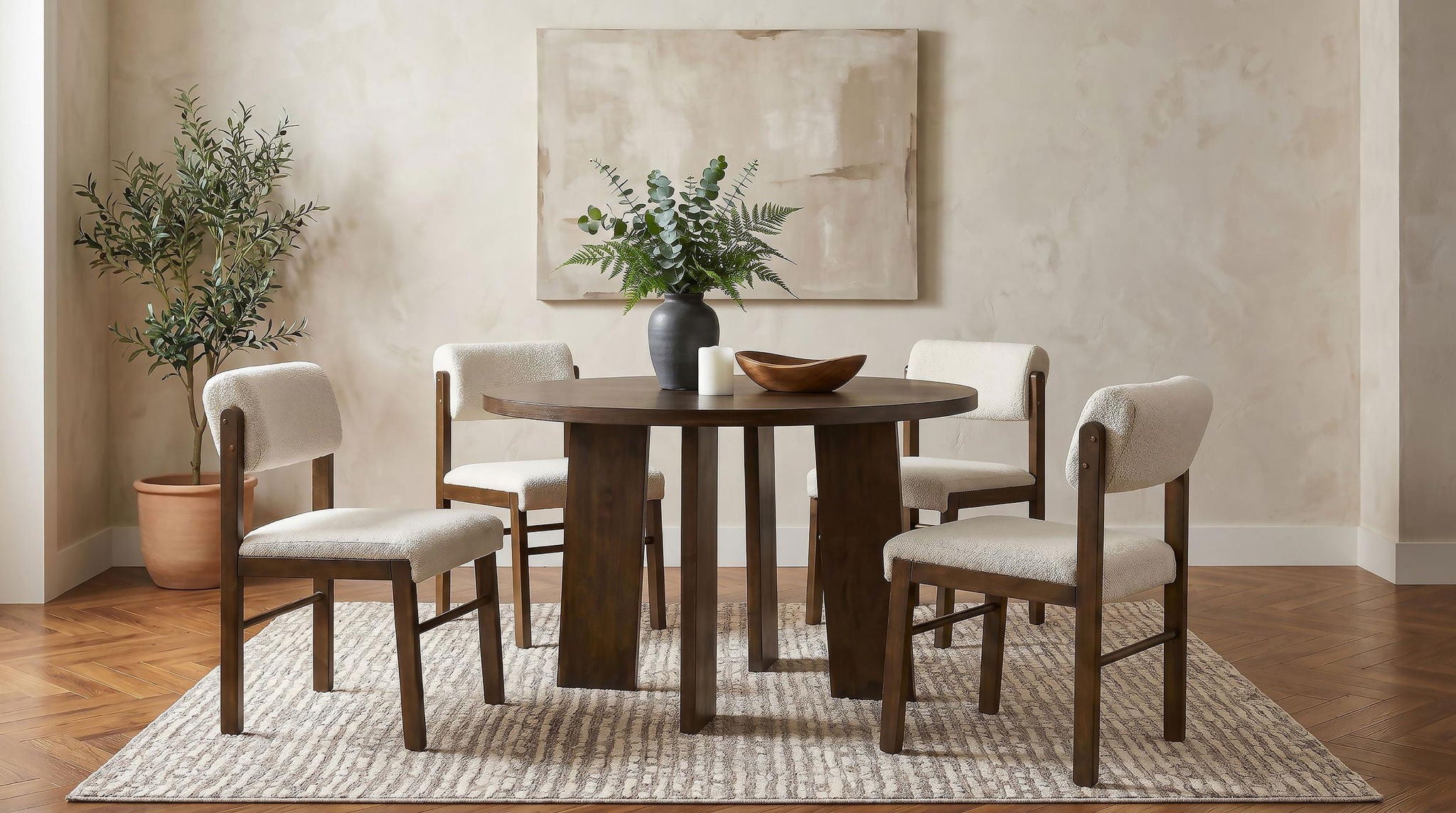Strouse 47-inch Round Wood Dining Room Table Walnut