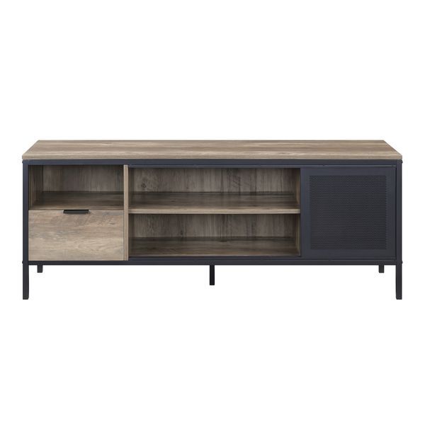 ACME Nantan - TV Stand - Rustic Oak & Black Finish - 21" | Meri Furniture