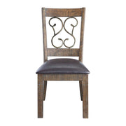 Raphaela - Side Chair Set of 2) - Black Synthetic Leather & Weathered Cherry