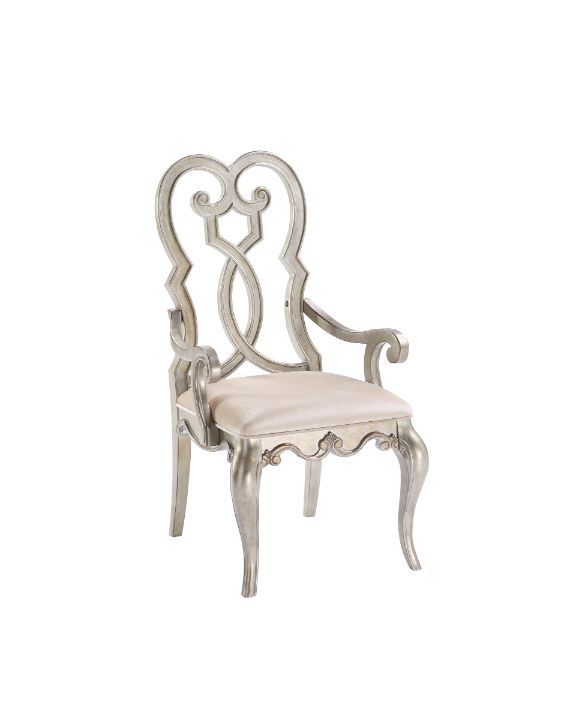 ACME Esteban - Chair (Set of 2) - Ivory Velvet & Antique Champagne Finish | Meri Furniture